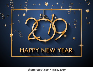 2019 Happy New Year Background for your Seasonal Flyers and Greetings Card or Christmas themed invitations