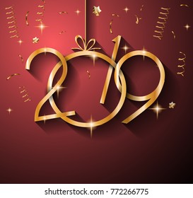 2019 Feliz Año Nuevo fondo para tu tarjeta de volantes y saludos de temporada o invitaciones temáticas de Navidad