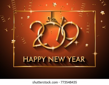 2019 Feliz Año Nuevo fondo para tu tarjeta de volantes y saludos de temporada o invitaciones temáticas de Navidad