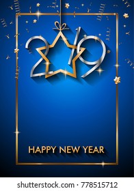 2019 Happy New Year Background for your Seasonal Flyers and Greetings Card or Christmas themed invitations