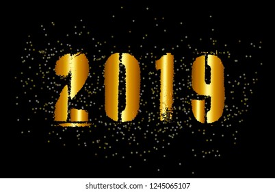 2019 Happy New Year badge in vector graphics
