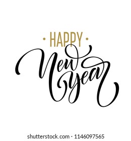 2019 Happy New Year. Beautiful Handwritten modern brush lettering, calligraphy. Vector illustration EPS10