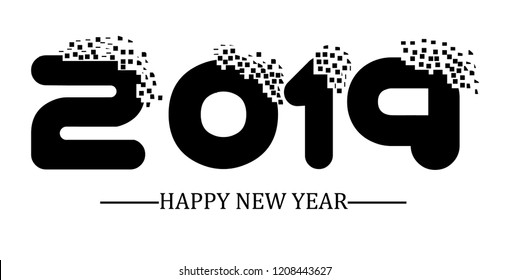 2019 happy new year black simple scraps style