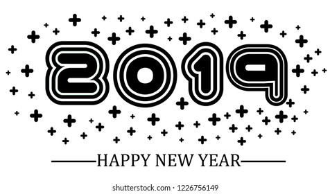2019 happy new year black simple style