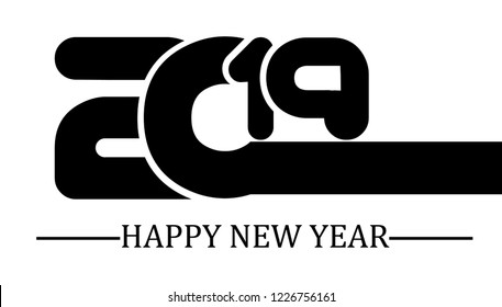 2019 happy new year black simple style five