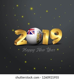 2019 Happy New Year British antarctic Territory Flag Typography. Abstract Celebration background