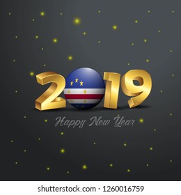 2019 Happy New Year Cape Verde Flag Typography. Abstract Celebration background