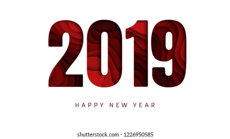 2019 Happy New Year card. Editable background masks. Template for your design works. Vector illustration.