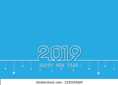 2019 Happy New Year card design. Vector happy new year greeting illustration.