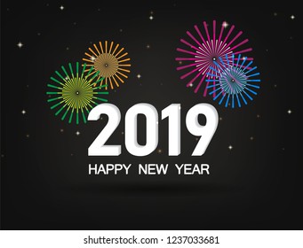 2019 Happy New Year card design Colorful. Vector happy new year greeting illustration.