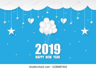 2019 Happy New Year card design. Vector happy new year greeting illustration.