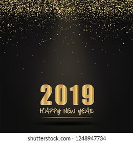 2019 Happy New Year card design. Vector happy new year greeting illustration.