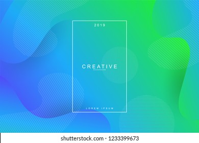 2019, Happy new year. 2019 new year celebration. 2019 landing page background. Fluid, liquid, wavy, dynamic shape background. Trendy and modern background color.