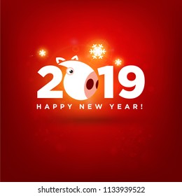 2019 happy new year chinese pig zodiac minimal modern sign card and banner background template 