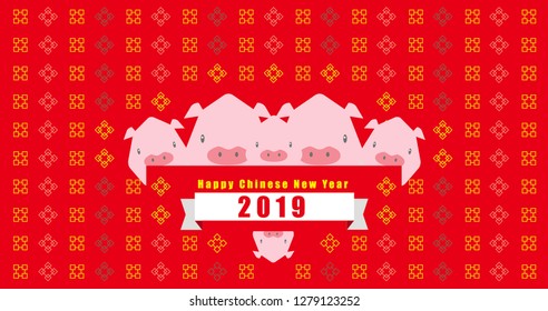 2019 Happy New Year Chinese Greeting Cards Vector Design