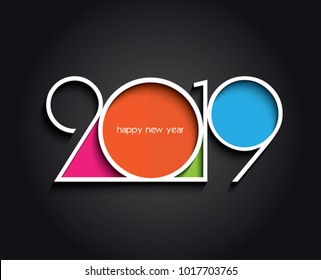 2019 Happy New Year or Christmas background creative design for your greetings card, flyers, invitation, posters, brochure, banners, calendar