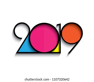 2019 Happy New Year or Christmas Background creative greeting card design, can be used for flyers, invitation, posters, brochure, banners, calendar.