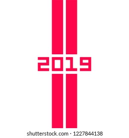 2019 Happy New Year or Christmas Background creative greeting card design, can be used for flyers, invitation, posters, brochure, banners, calendar. Simple vector element in modern style.