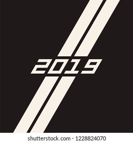 2019 Happy New Year or Christmas Background creative greeting card design, can be used for flyers, invitation, posters, brochure, banners, calendar. Simple vector element in modern style.
