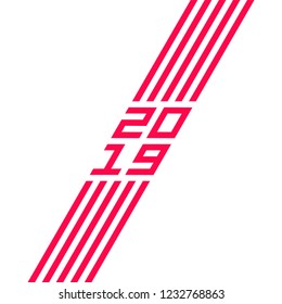 2019 Happy New Year or Christmas Background creative greeting card design, can be used for flyers, invitation, posters, brochure, banners, calendar. Simple vector element in modern style.