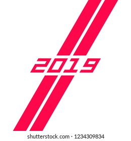 2019 Happy New Year or Christmas Background creative greeting card design, can be used for flyers, invitation, posters, brochure, banners, calendar. Simple vector element in modern style.