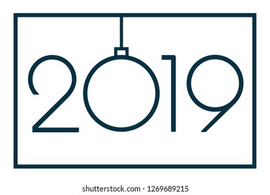 2019 Happy New Year or Christmas Background creative greeting card design, can be used for flyers, invitation, posters, banners, calendar. Simple Vector Template. Isolated illustration.