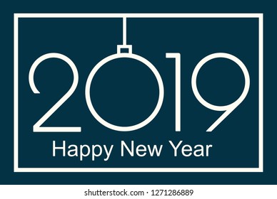 2019 Happy New Year or Christmas Background creative greeting card design, can be used for flyers, invitation, posters, banners, calendar. Simple Vector Template. Isolated illustration.