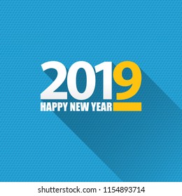 2019 Happy new year creative design background or greeting card. 2019 new year numbers on blue