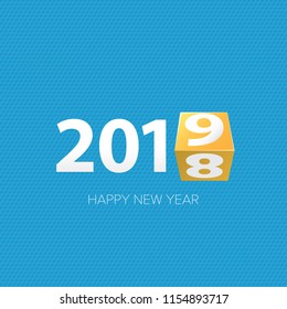 2019 Happy new year creative design background or greeting card. 2019 new year numbers on blue