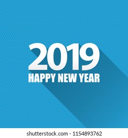 2019 Happy new year creative design background or greeting card. 2019 new year numbers on blue