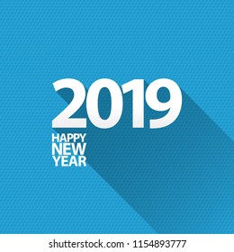 2019 Happy new year creative design background or greeting card. 2019 new year numbers on blue