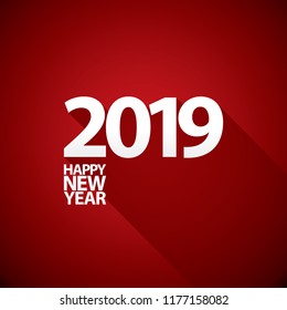 2019 Happy new year creative design background or greeting card. 2019 new year numbers on red layout