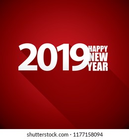 2019 Happy new year creative design background or greeting card. 2019 new year numbers on red layout