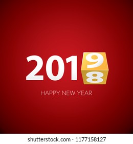 2019 Happy new year creative design background or greeting card. 2019 new year numbers on red layout