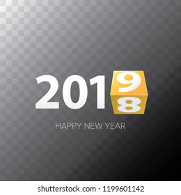 2019 Happy new year creative design background or greeting card. 2019 new year numbers on transparent background