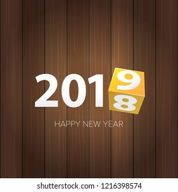 2019 Happy new year creative design background or greeting card. 2019 new year numbers on wooden background