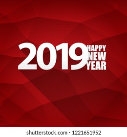 2019 Happy new year creative design background or greeting card. 2019 new year numbers on red christmas background
