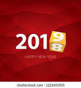 2019 Happy new year creative design background or greeting card. 2019 new year numbers on red christmas background