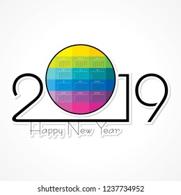 2019 Happy New Year with creative design for your greetings card, flyers, invitation, posters, brochure, banners, calendar