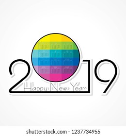 2019 Happy New Year with creative design for your greetings card, flyers, invitation, posters, brochure, banners, calendar