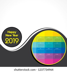 2019 Happy New Year with creative design for your greetings card, flyers, invitation, posters, brochure, banners, calendar