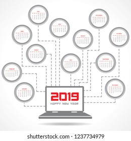 2019 Happy New Year with creative design for your greetings card, flyers, invitation, posters, brochure, banners, calendar