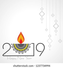 2019 Happy New Year with creative design for your greetings card, flyers, invitation, posters, brochure, banners, calendar