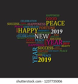 2019 Happy New Year with creative design for your greetings card, flyers, invitation, posters, brochure, banners, calendar