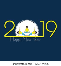 2019 Happy New Year with creative design for your greetings card, flyers, invitation, posters, brochure, banners, calendar