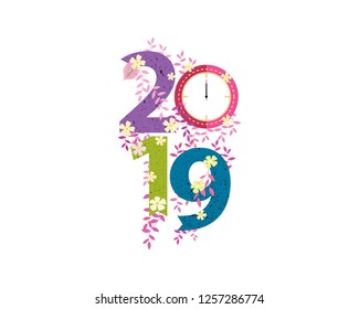 2019 Happy New Year creative design for your greetings card, flyers, invitation, posters, brochure, banners, calendar. Vector illustration eps 10