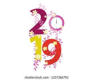2019 Happy New Year creative design for your greetings card, flyers, invitation, posters, brochure, banners, calendar. Vector illustration eps 10