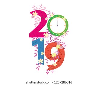2019 Happy New Year creative design for your greetings card, flyers, invitation, posters, brochure, banners, calendar. Vector illustration eps 10