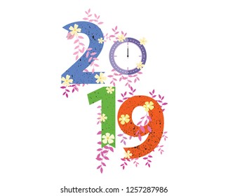 2019 Happy New Year creative design for your greetings card, flyers, invitation, posters, brochure, banners, calendar. Vector illustration eps 10