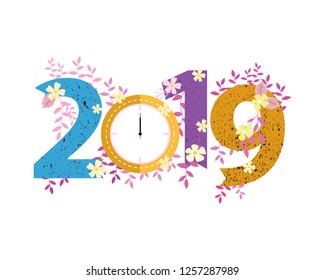 2019 Happy New Year creative design for your greetings card, flyers, invitation, posters, brochure, banners, calendar. Vector illustration eps 10